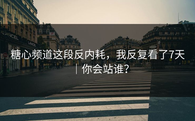 糖心频道这段反内耗，我反复看了7天｜你会站谁？
