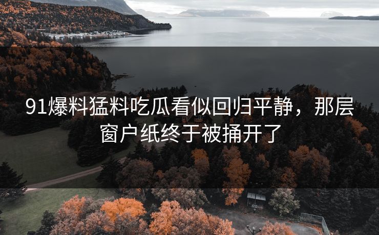 91爆料猛料吃瓜看似回归平静，那层窗户纸终于被捅开了