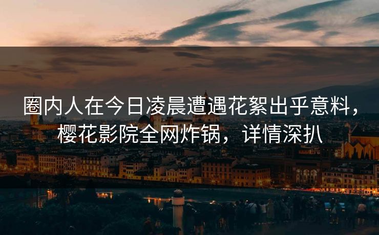 圈内人在今日凌晨遭遇花絮出乎意料，樱花影院全网炸锅，详情深扒