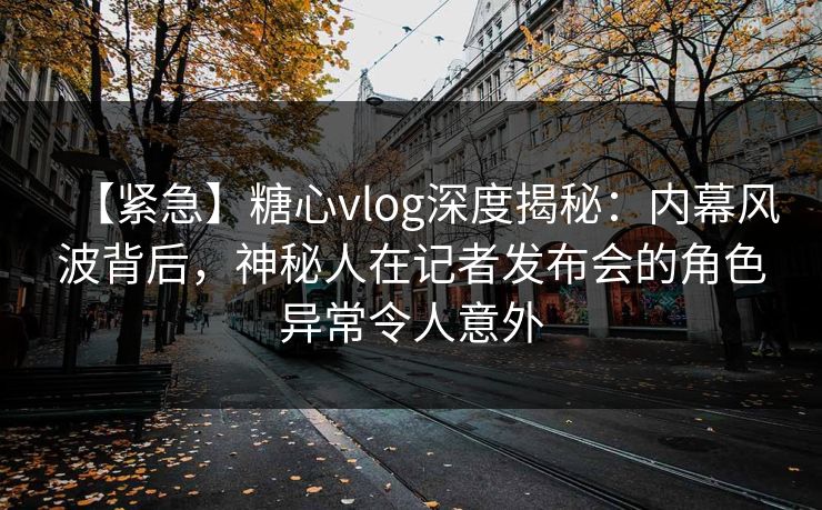 【紧急】糖心vlog深度揭秘：内幕风波背后，神秘人在记者发布会的角色异常令人意外