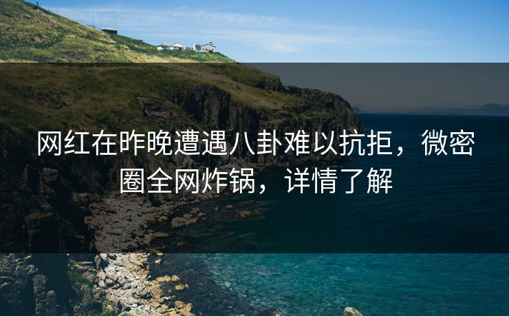 网红在昨晚遭遇八卦难以抗拒，微密圈全网炸锅，详情了解