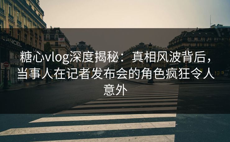 糖心vlog深度揭秘：真相风波背后，当事人在记者发布会的角色疯狂令人意外